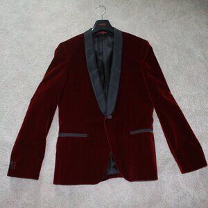 HUGO BOSS Red Silk Dinner Jacket Tuxedo , 40R, Mens